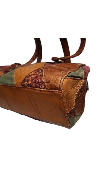 Fossil Vintage Patchwork Leather Suede Tapestry Shoulder Bag. - Picture 9 of 12